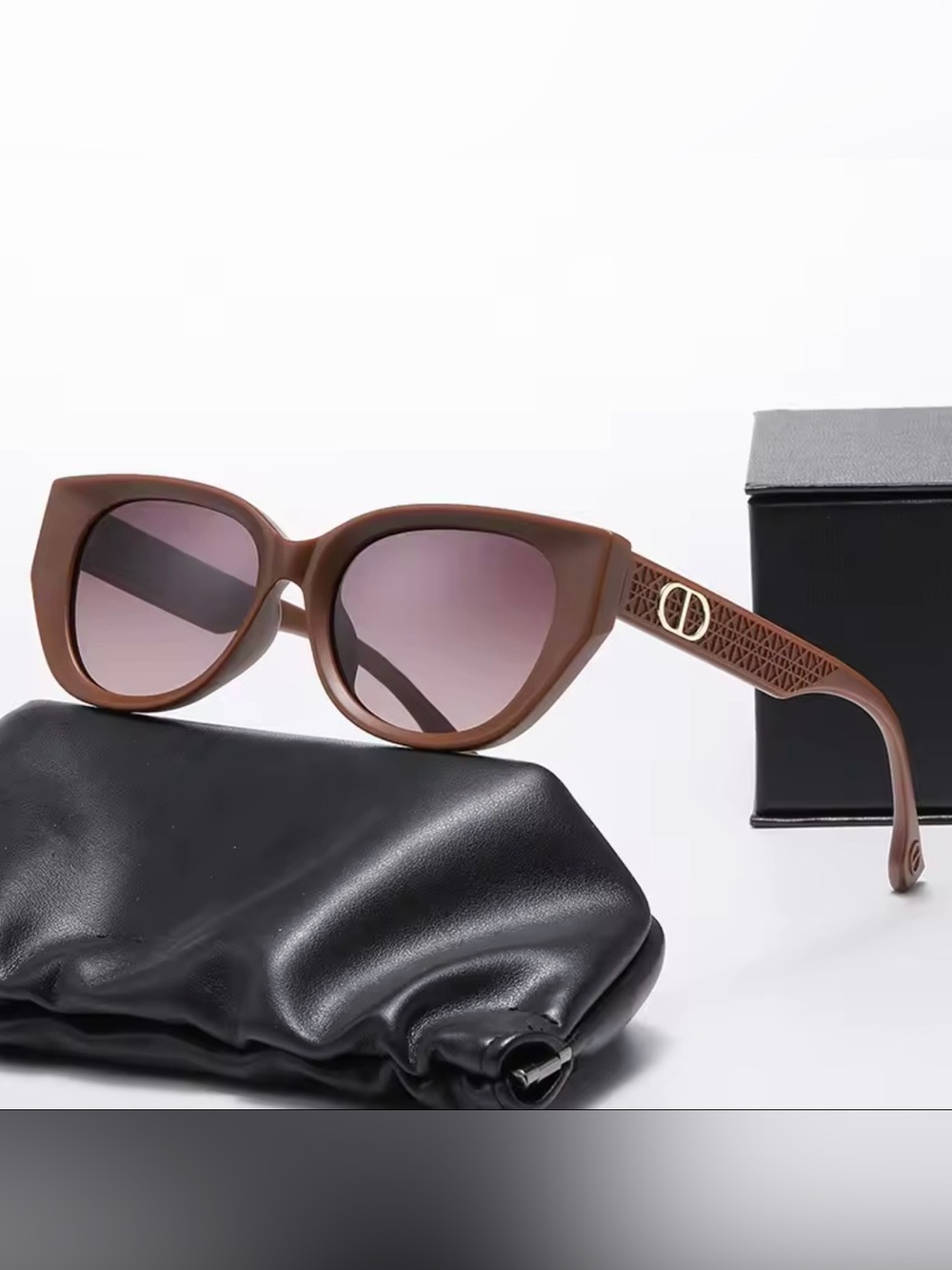 8 Other Reasons Brown Cat-Eye Sunglasses with Gold Accent